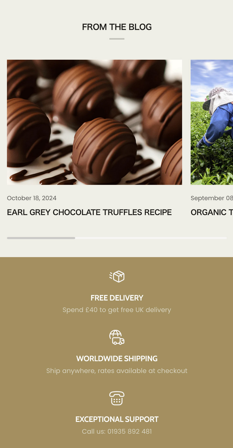 Shopify website design for The Tea House Mobile View